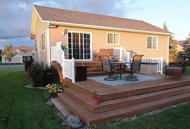 deck with a lawn