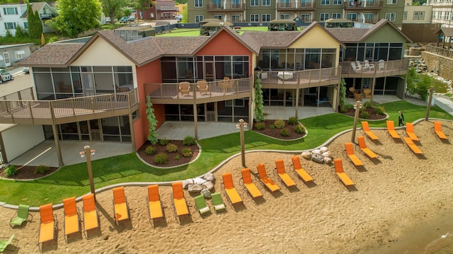 exterior space featuring a yard and a patio