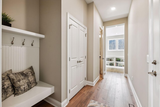 mudroom featuring hardwood / wood-style flooring