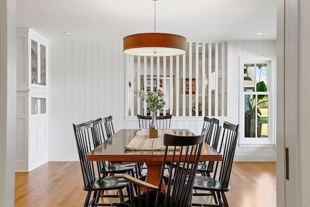 dining room featuring light hardwood / wood-style floors and a healthy amount of sunlight