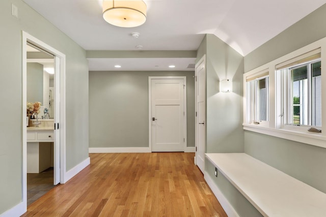 mudroom featuring light hardwood / wood-style floors