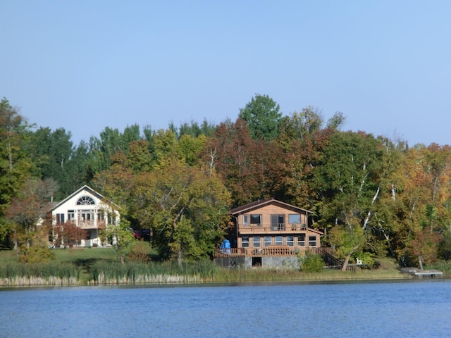 water view with a wooded view