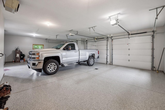 garage with a garage door opener