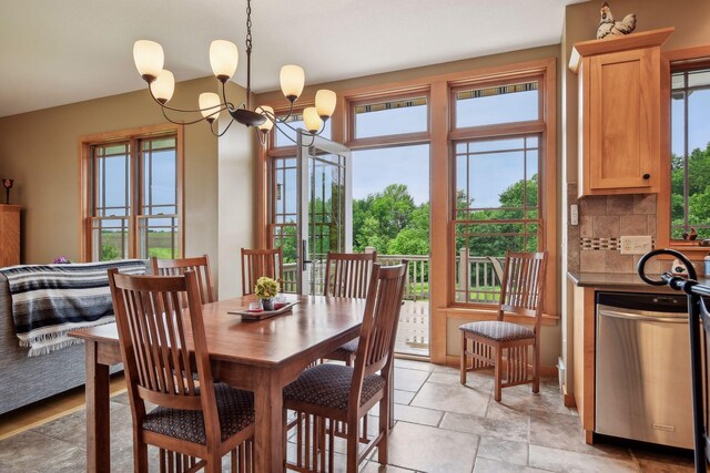 dining space with an inviting chandelier and plenty of natural light