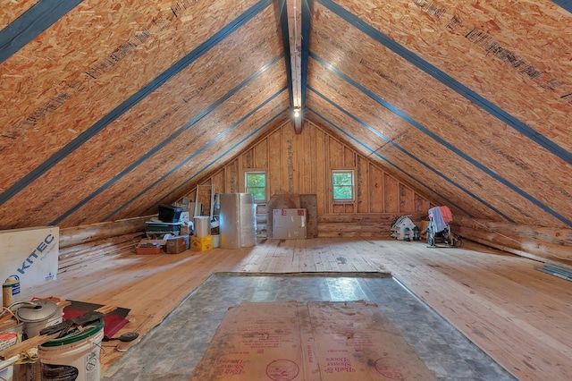 view of unfinished attic