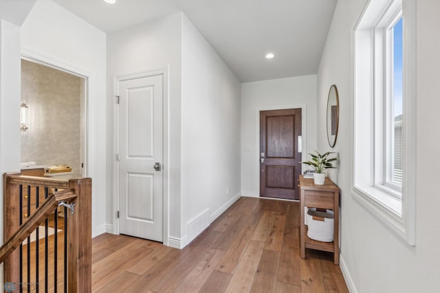 hall featuring light wood-type flooring