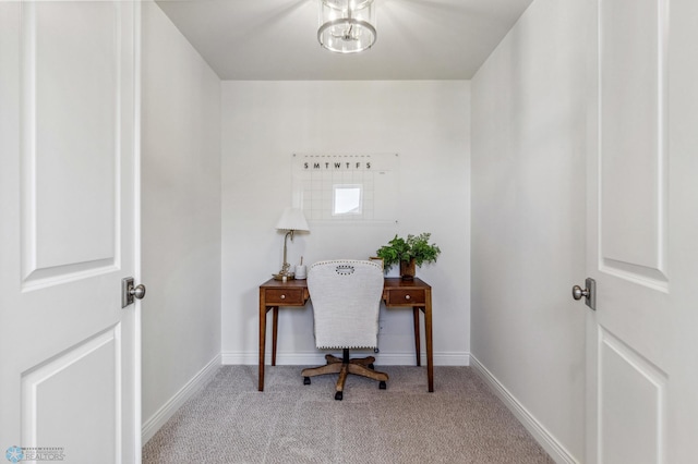 home office with light carpet