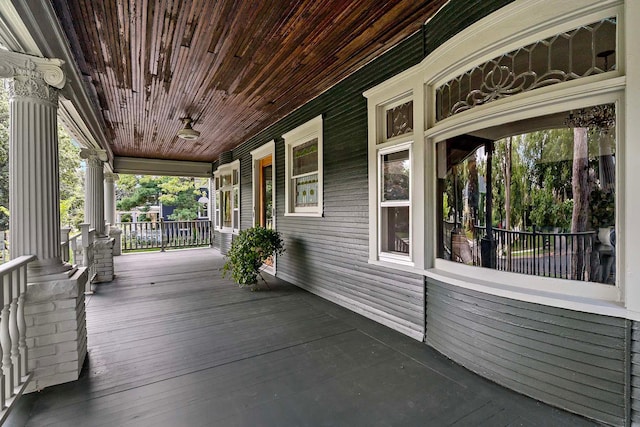 deck with covered porch