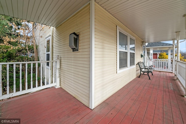 deck featuring a porch