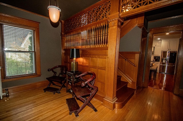 living area featuring light hardwood / wood-style flooring