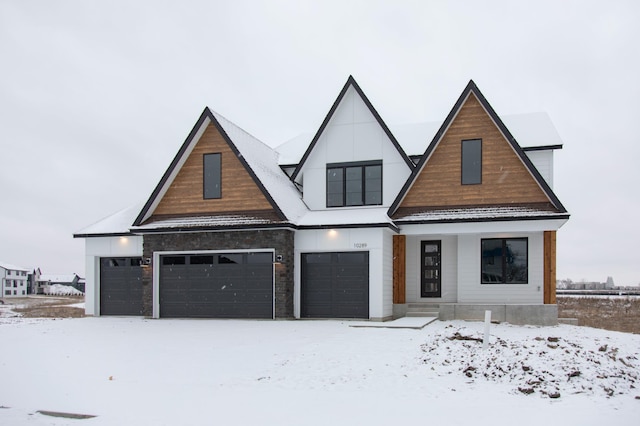 view of front of house with a garage