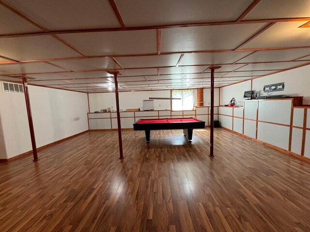 recreation room featuring hardwood / wood-style floors and billiards