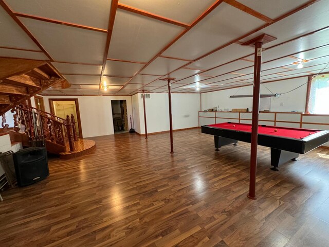 recreation room featuring hardwood / wood-style floors and billiards