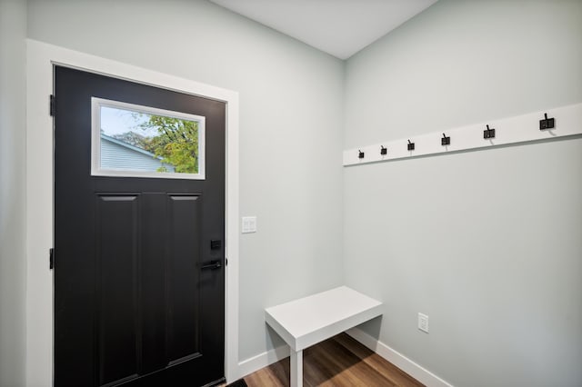 mudroom with hardwood / wood-style flooring