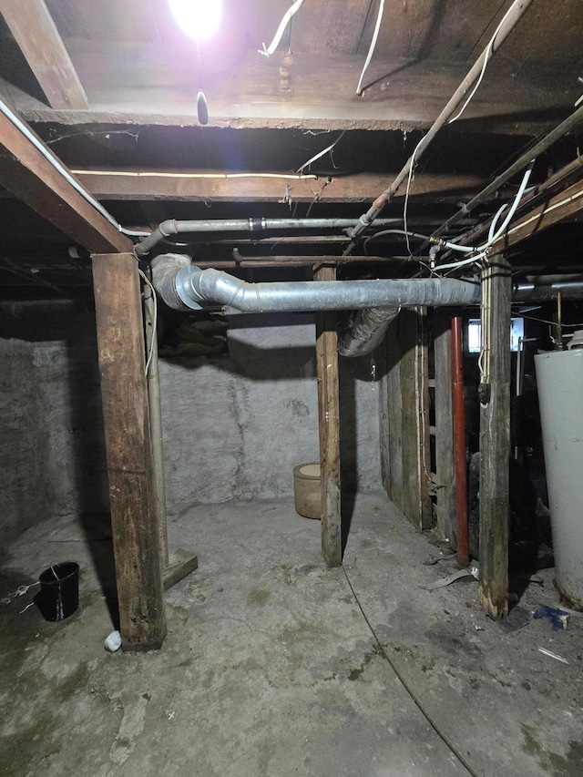 basement with water heater