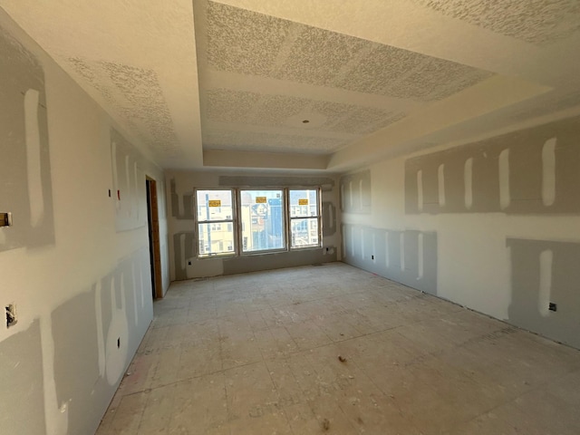 spare room with a raised ceiling