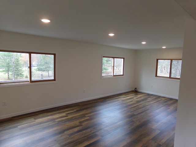 empty room with dark wood-type flooring