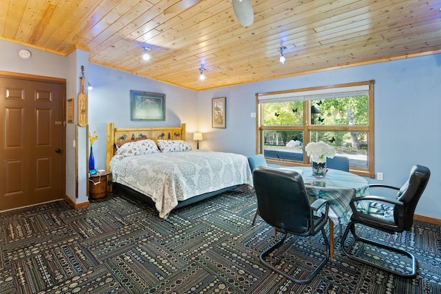 bedroom featuring wood ceiling