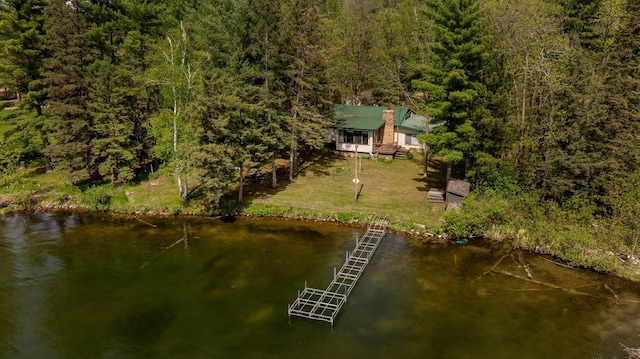 bird's eye view featuring a water view