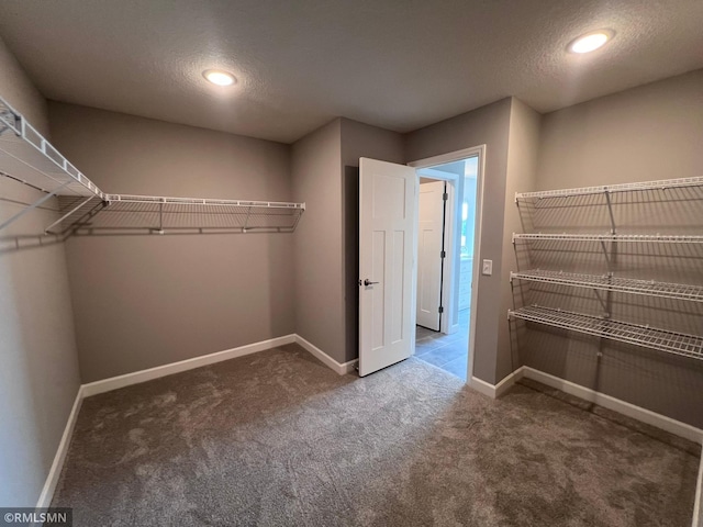 spacious closet with dark carpet