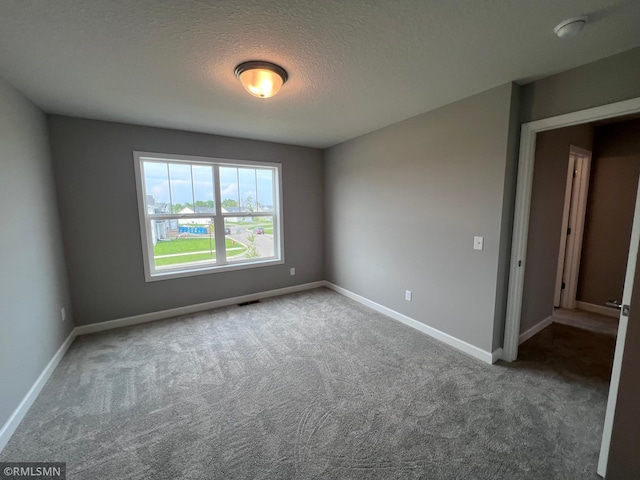 interior space with carpet and a textured ceiling