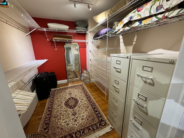 walk in closet featuring wood-type flooring