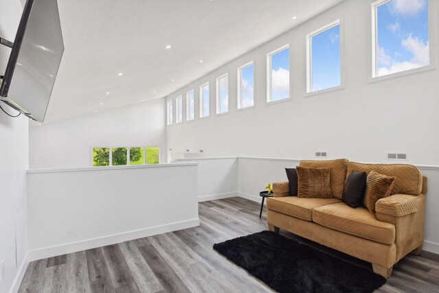 living room with light hardwood / wood-style floors