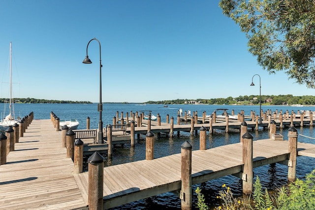 view of dock featuring a water view