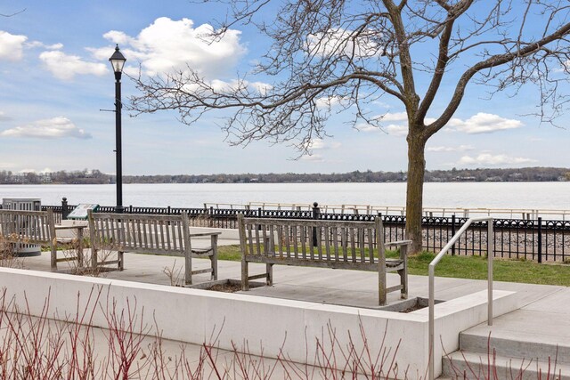 deck with a water view