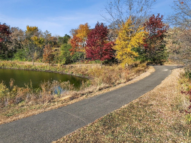 view of road featuring a water view