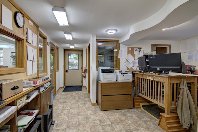 office with light tile patterned floors