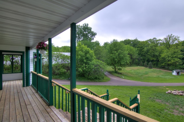 deck with a lawn