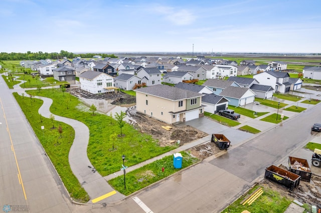 aerial view with a residential view