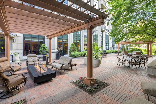 view of patio / terrace featuring central AC unit and a pergola