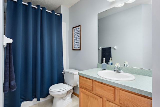 3799 Larabee Ave NE, Saint Michael, MN 55376 - bathroom with vanity, a shower with curtain, tile patterned floors, and a textured ceiling