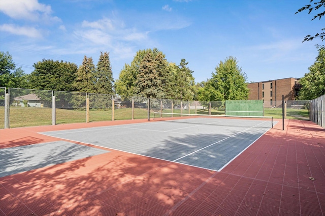 view of tennis court with basketball court