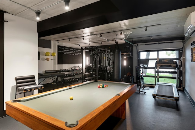 game room featuring track lighting and billiards