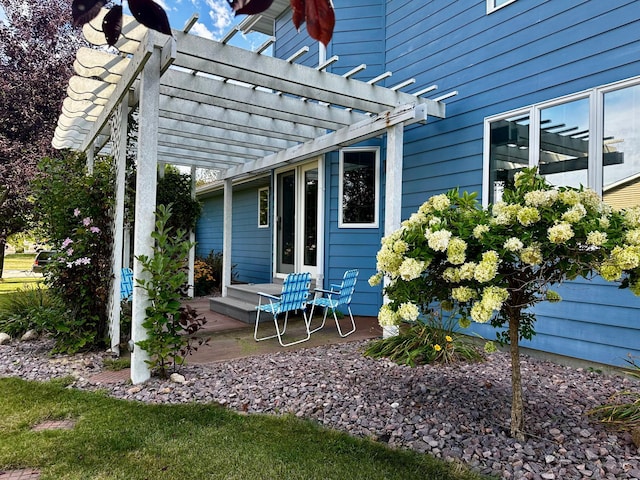 view of patio / terrace featuring a pergola