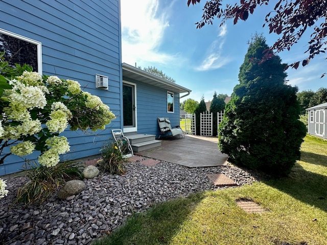 view of yard featuring a patio area and fence