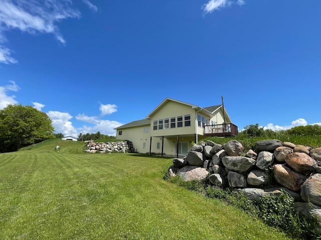 view of yard featuring a deck