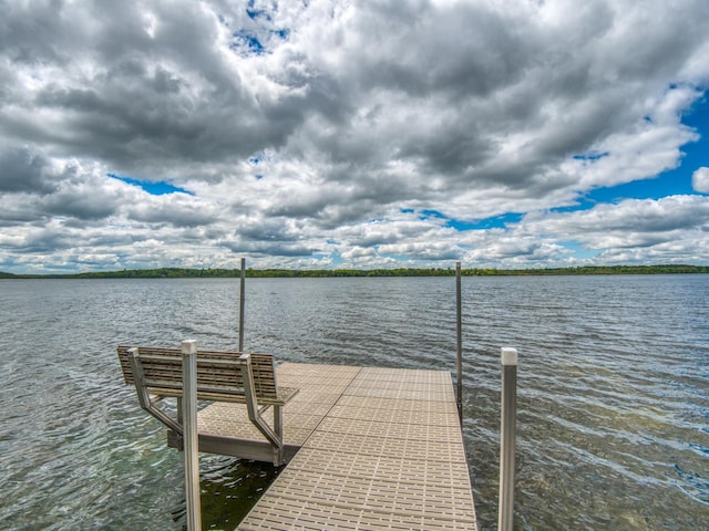 view of dock featuring a water view