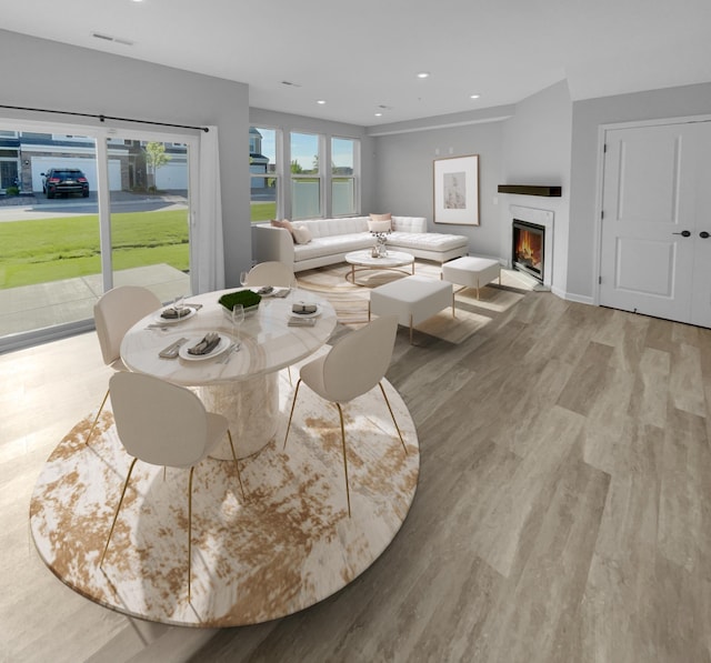 living room with light wood-type flooring