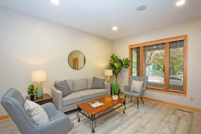 living room featuring light wood-type flooring