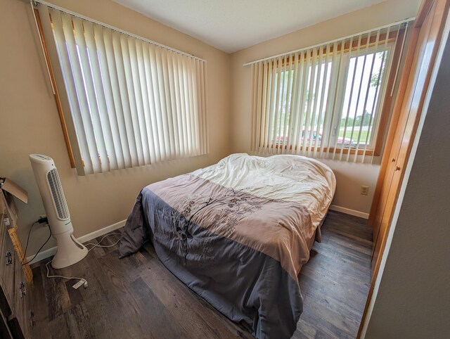 bedroom featuring dark wood-type flooring