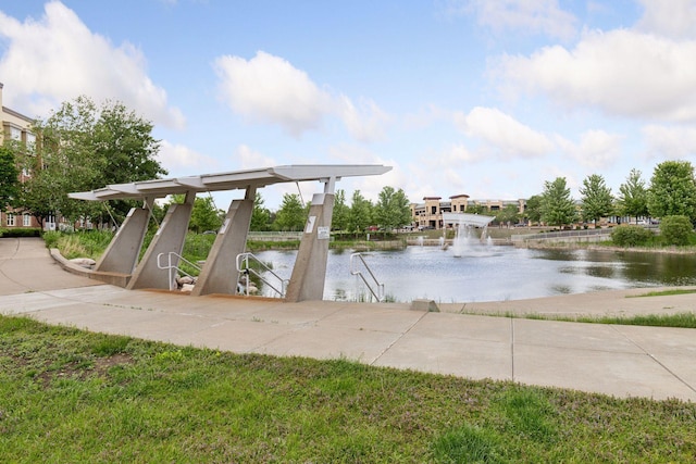 view of home's community with a water view