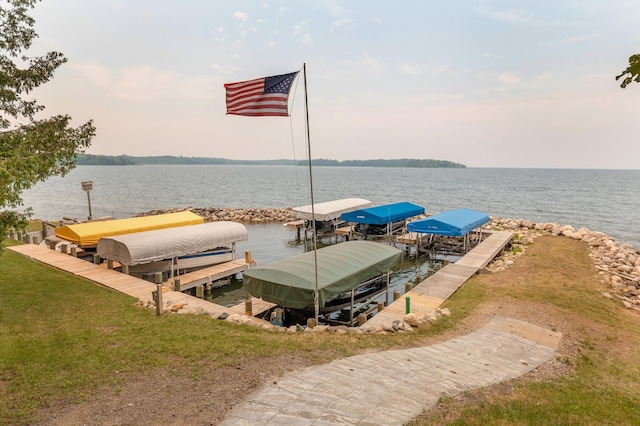 view of dock featuring a water view