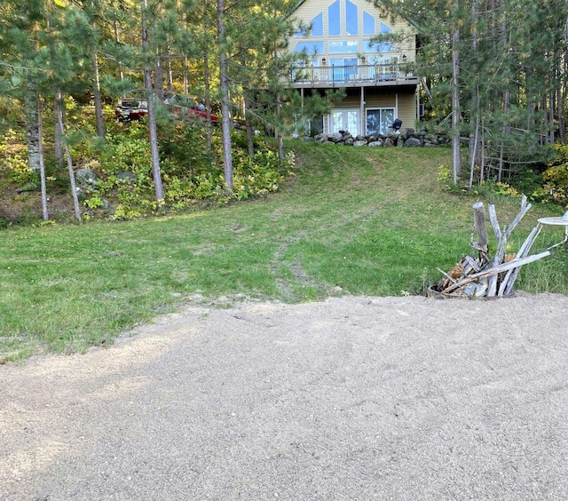 view of yard featuring a deck