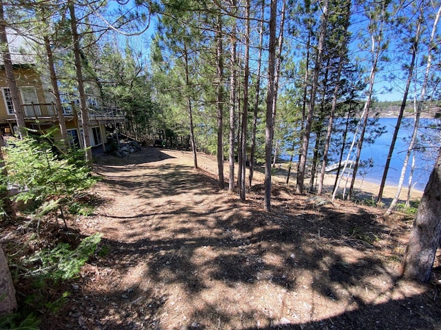 view of road with driveway and a water view