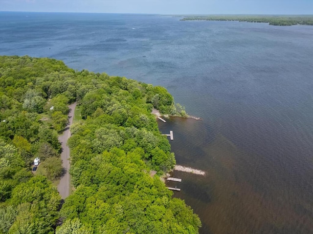 aerial view of a nearby body of water