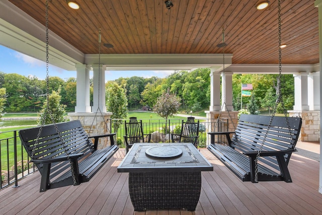 deck featuring covered porch